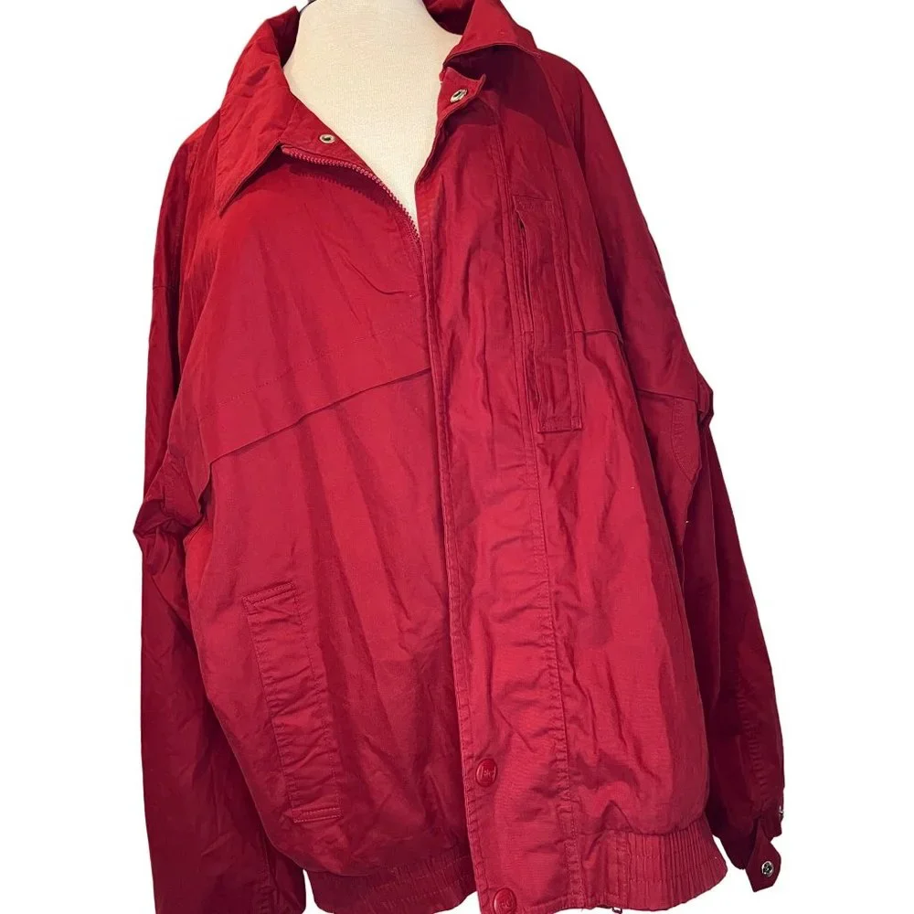 Vintage Field FG Gear Jacket Size XXLT Red Long Sleeve Collar Zip w Snaps